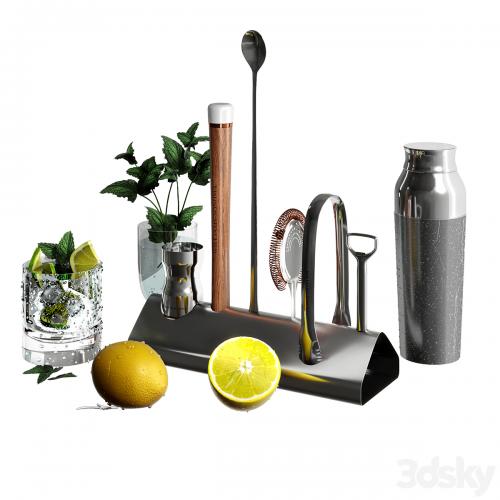 Williams Sonoma Signature Bar Tool Set with Stand & Cocktail Shaker