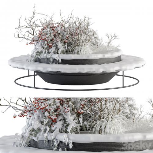 Urban Furniture snowy Bench with Plants- Set 15 Urban Furniture snowy Bench with Plants- Set 15
