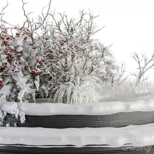 Urban Furniture snowy Bench with Plants- Set 15