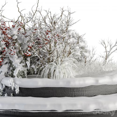 Urban Furniture snowy Bench with Plants- Set 15 Urban Furniture snowy Bench with Plants- Set 15