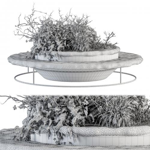 Urban Furniture snowy Bench with Plants- Set 15 Urban Furniture snowy Bench with Plants- Set 15