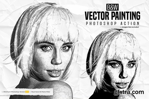 Black And White Vector Painting Photoshop Action 7KHCJY3
