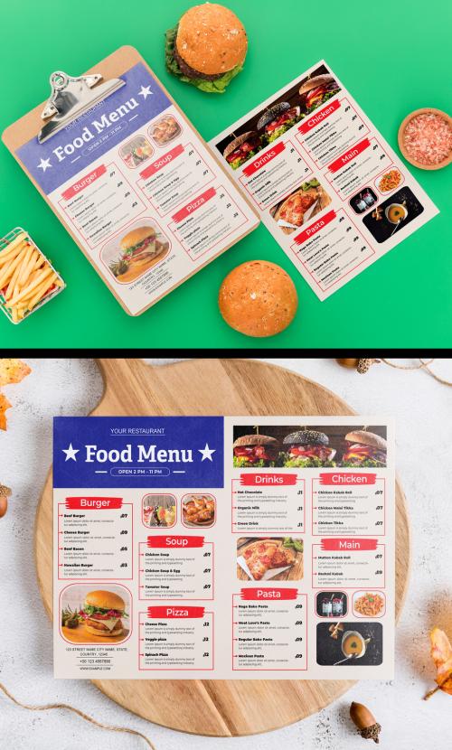 Food Menu Flyer with Brown Accents