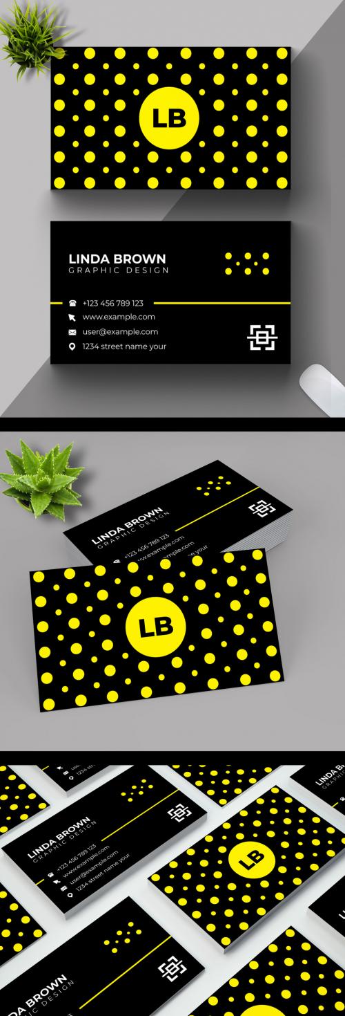 Yellow and Black Business Card Layout