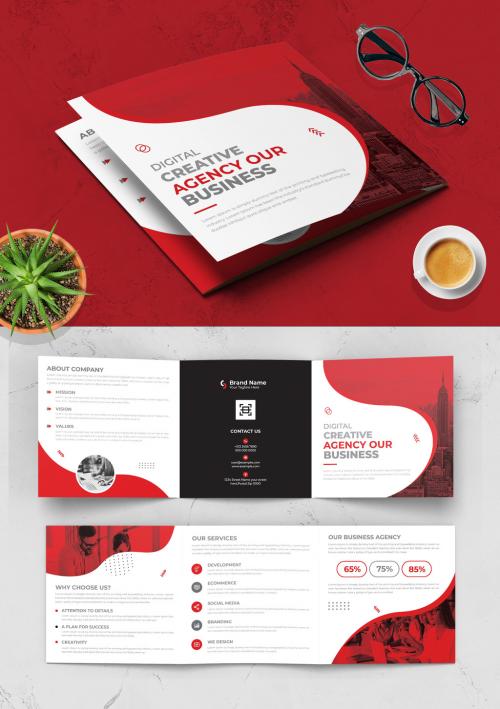 Brochure Layout with Red Accents