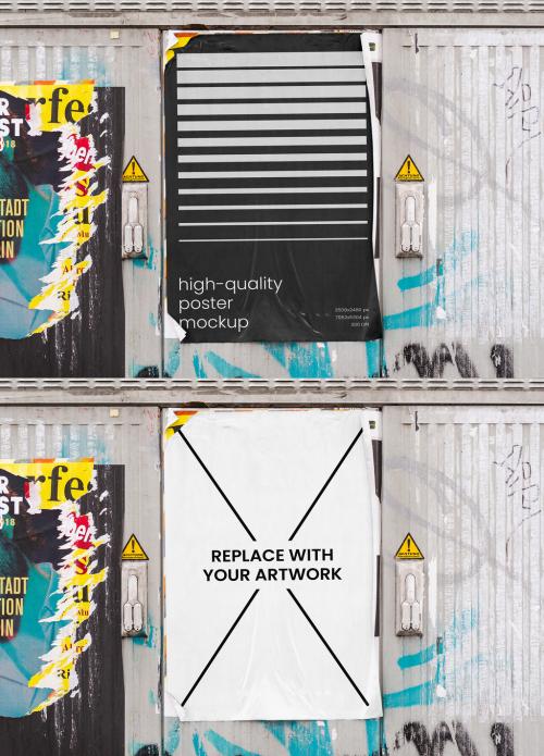 Outdoor Advertising Ripped Poster Mockup