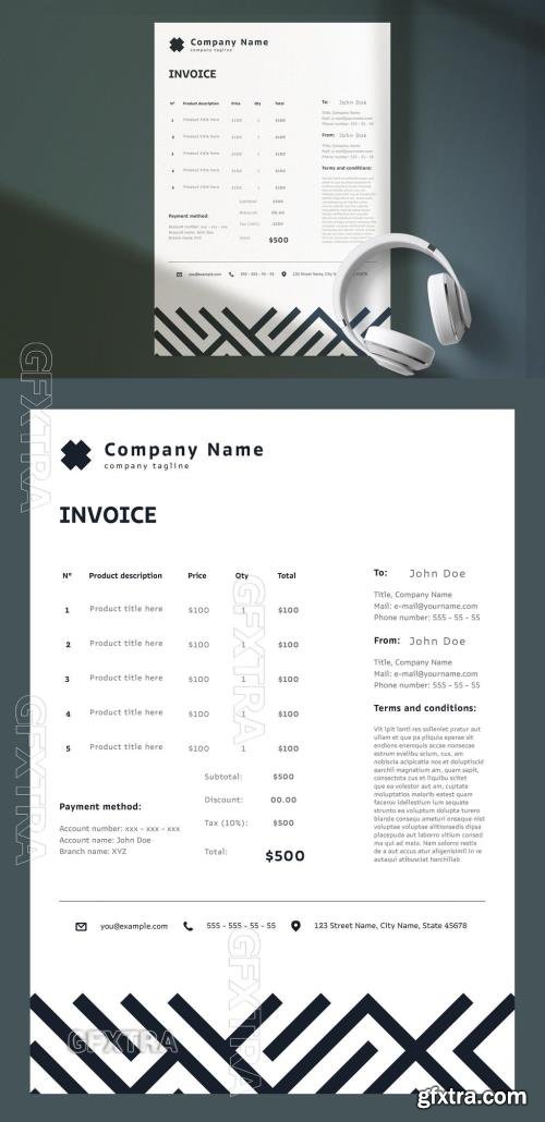 Modern Invoice Layout with Pink Accents 758299467