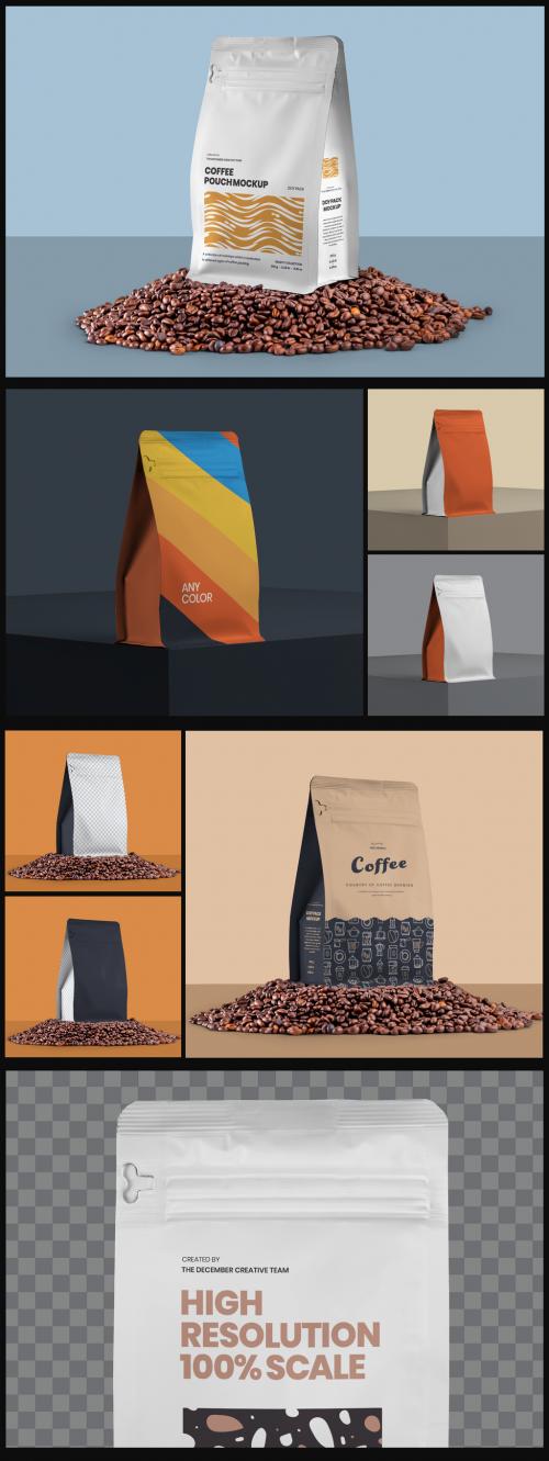 5 Pouch Mockup, Coffee Packaging