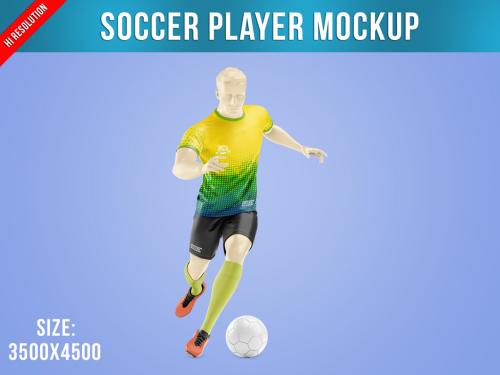 Running Soccer Player Mockup - Front View