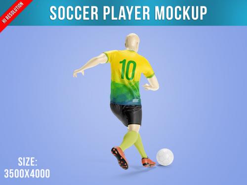 Running Soccer Player Mockup - Back View
