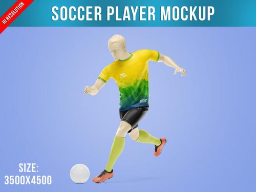Running Soccer Player Mockup - Side View