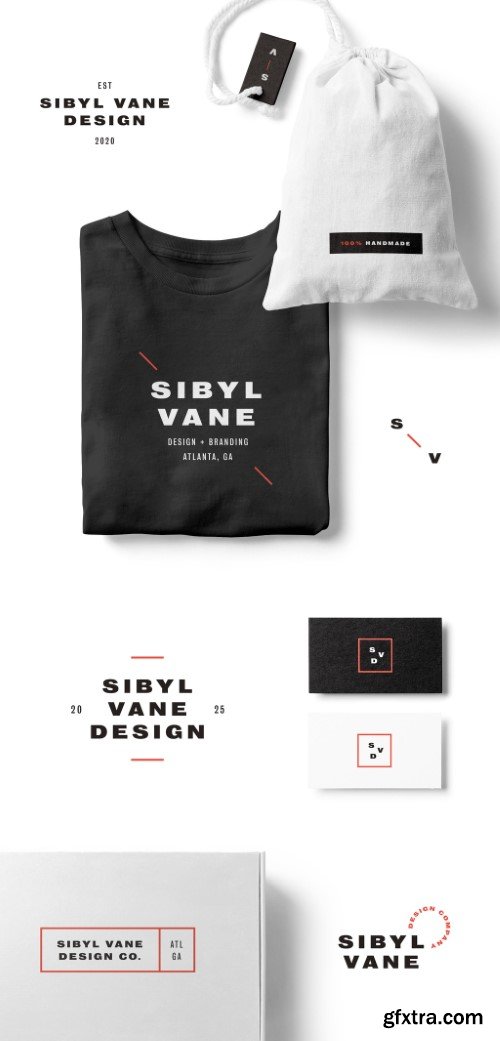 Simple Black and Red Logo Set