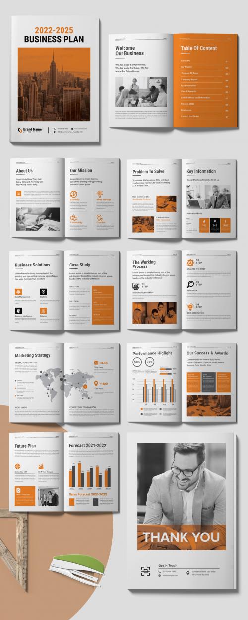 Business Plan Layout with Orange Accents