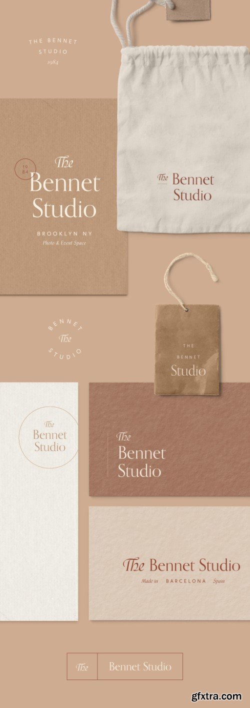 Serif Logo Set with Brown Elements