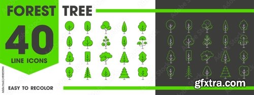 8Bit Forest, Pixel Trees And Bushes For Arcade Game Assets 6xAI