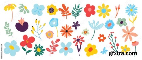 Wild Flowers Vector Collection 6xAI