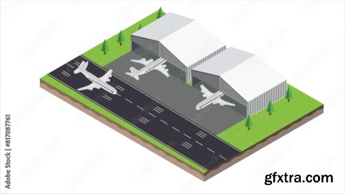 Isometric Scene Of Transport Airplane 6xAI