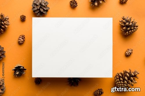 Creative Frame Made Of Christmas Pine Cones 6xJPEG