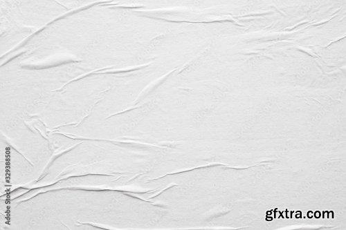 Blank White Crumpled And Creased Paper Poster Texture Background 6xJPEG