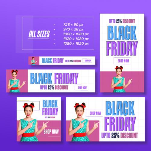 Black Friday Sale Web Banner Layouts with Photo