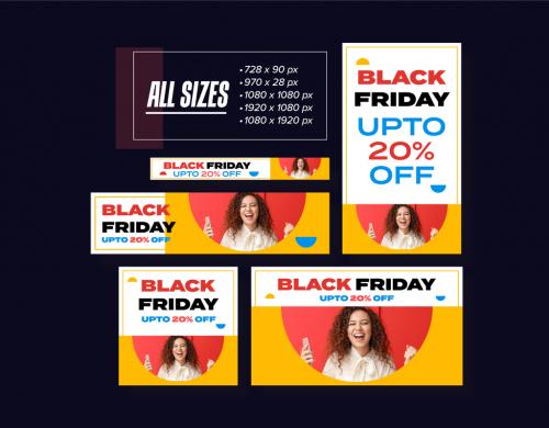 Black Friday Discount Ads Design Set Layout