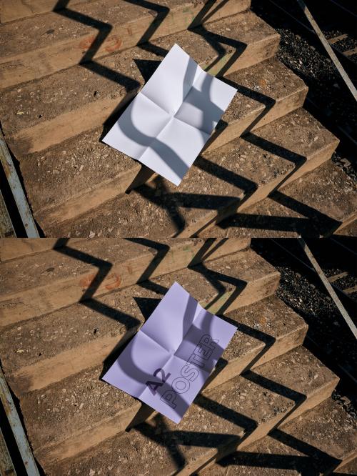 Poster Mockup on Concrete Stairs Outdoor