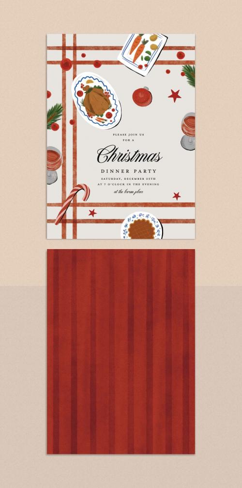 Festive Christmas Dinner Invitation Card Design