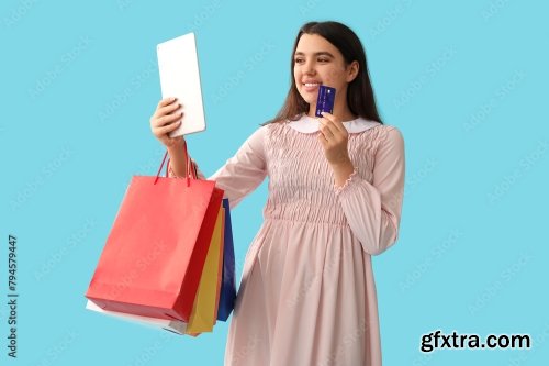 Young Woman With Credit Card Paying 6xJPEG