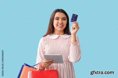 Young Woman With Credit Card Paying 6xJPEG