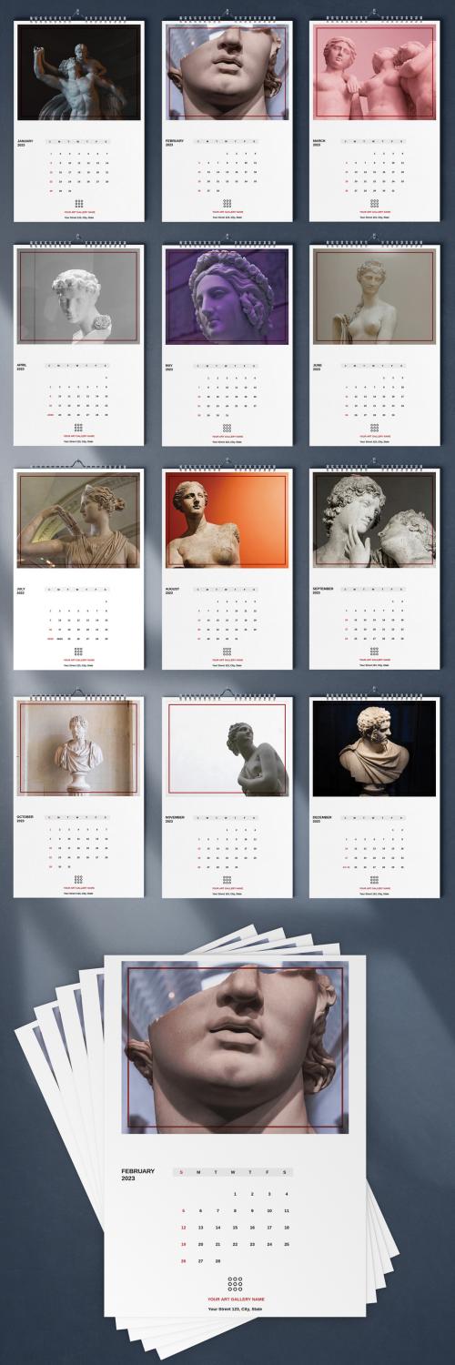 Art Gallery Sculpture Wall Calendar 2023 Layout