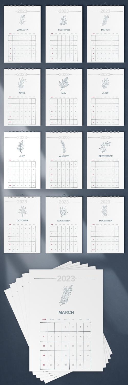 Minimal Plant Wall Calendar 2023 Layout