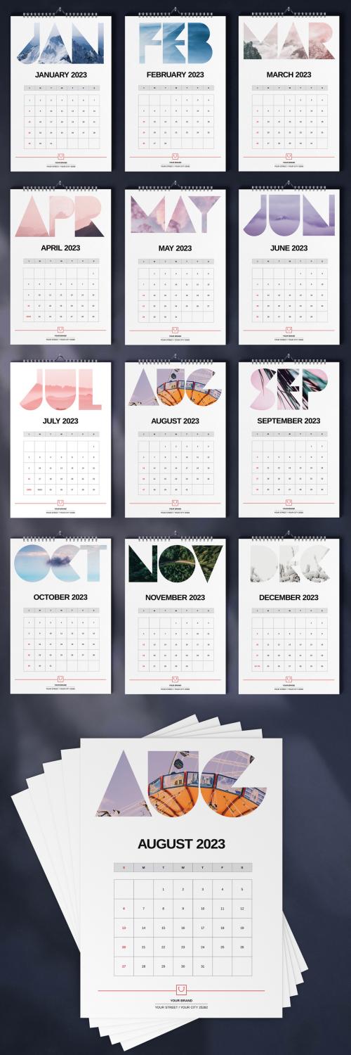 Typography Wall Calendar 2023 Layout