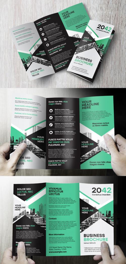 Black and Green Triangle Brochure Layout