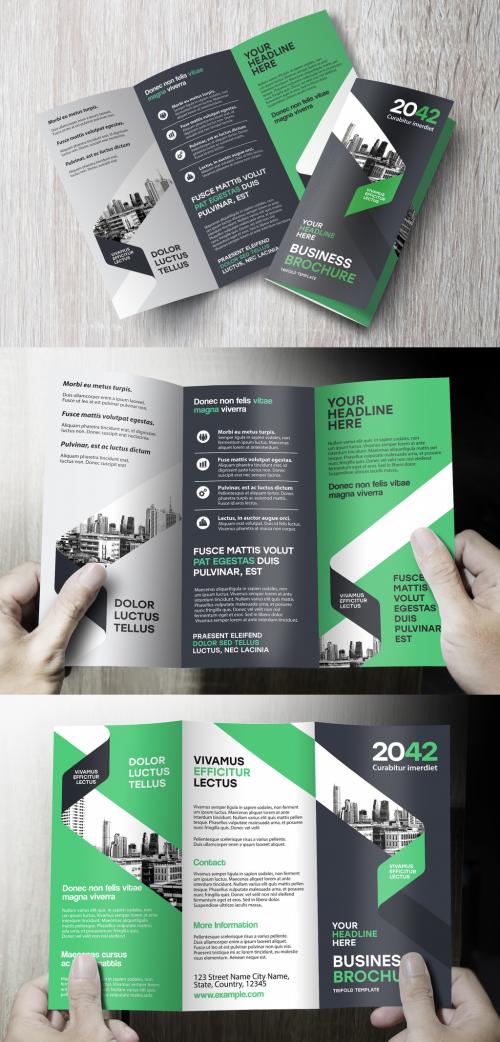 Black and Green Fold Line Brochure Layout