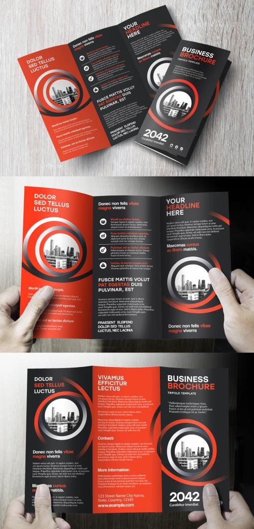 Black and Red Circle Brochure Layout