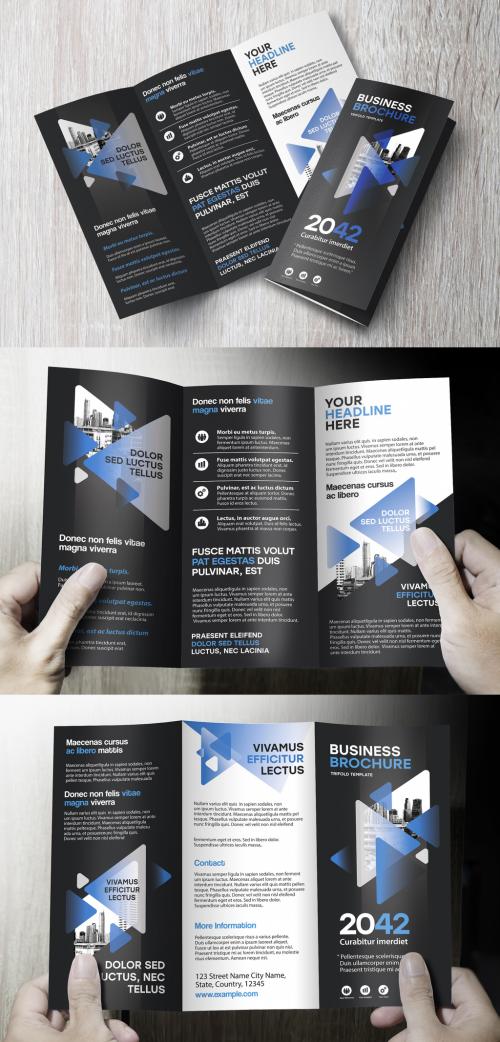 Black and Blue Triangle Brochure Layout