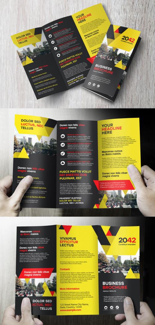 Yellow and Black Triangle Brochure Layout