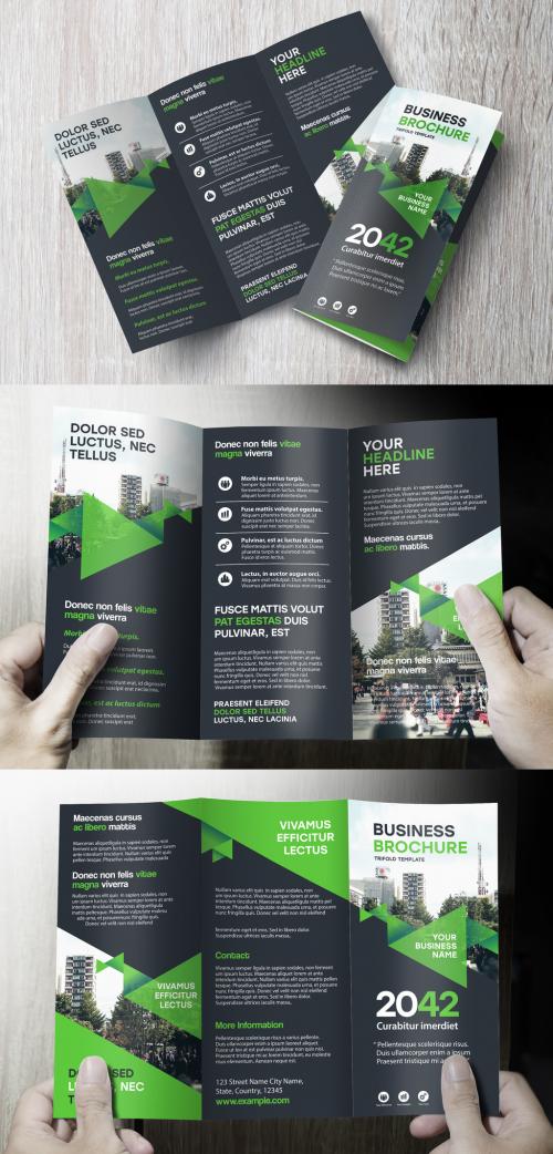 Green and Black Triangle Brochure Layout