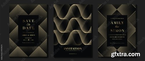 Art Deco Invitation Card Background Vector 6xAI