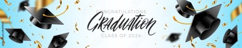 Banner With Graduation Caps 6xAI