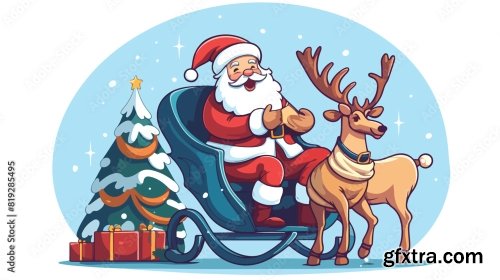 Vector Flat Cartoon Santa Claus 6xAI