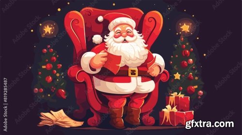 Vector Flat Cartoon Santa Claus 6xAI