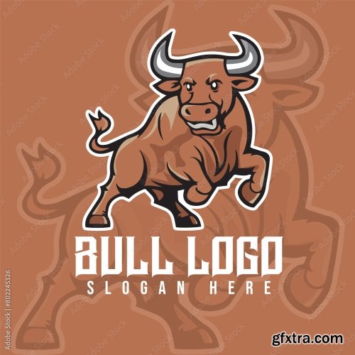 Elegant Bull Concept For Business Logo Design 6xAI