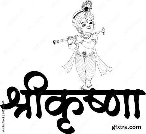 Indian God Shree Krishna Vector Art Image 6xSVG