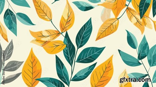 Pattern Of Branch And Leaf Icon Style Vector Design 6xAI