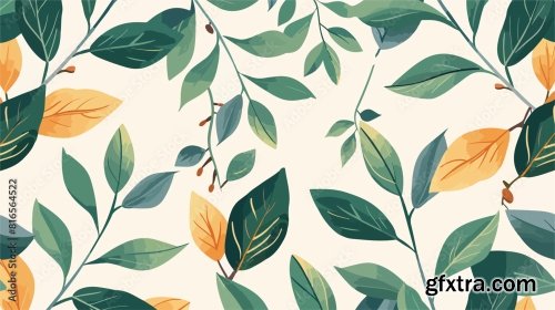 Pattern Of Branch And Leaf Icon Style Vector Design 6xAI