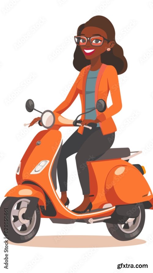 African American Businesswoman Riding Modern Motorbike 6xAI