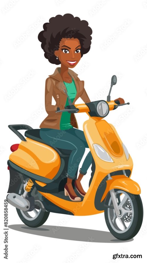 African American Businesswoman Riding Modern Motorbike 6xAI