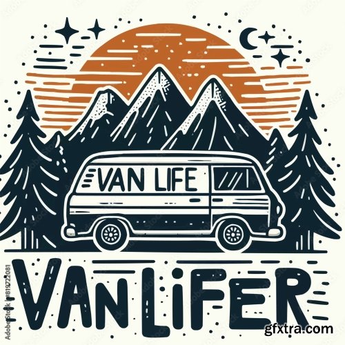 Vanlifer Van Life Lettering Decor 6xAI