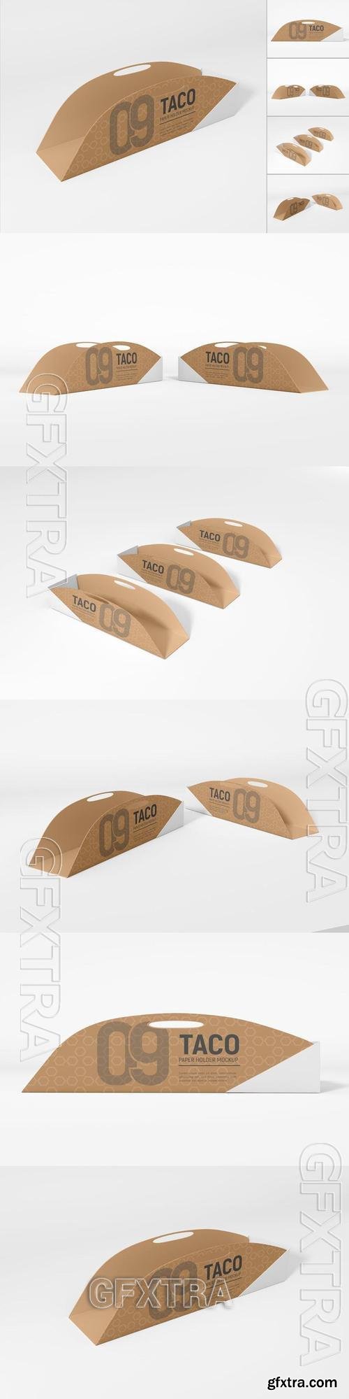 Kraft Paper Taco Holder Packaging Mockup Set U6JSVR7